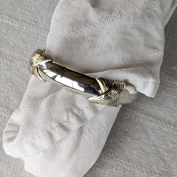 David Varsano 36g Big Electroform Bangle Bracelet, Sterling w Gold Vermeil - Picture 8 of 10